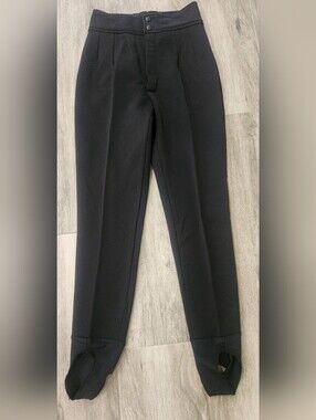Vtg HEAD Skiwear Black Pleated Stirrup Ski Pants Women's EU 6 US 2-4 26" Waist